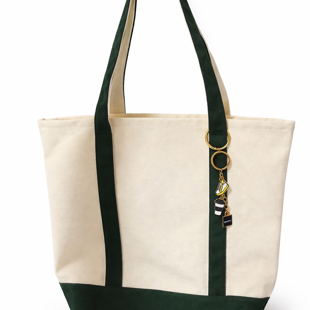 Simons Cream and Green Tote Bag